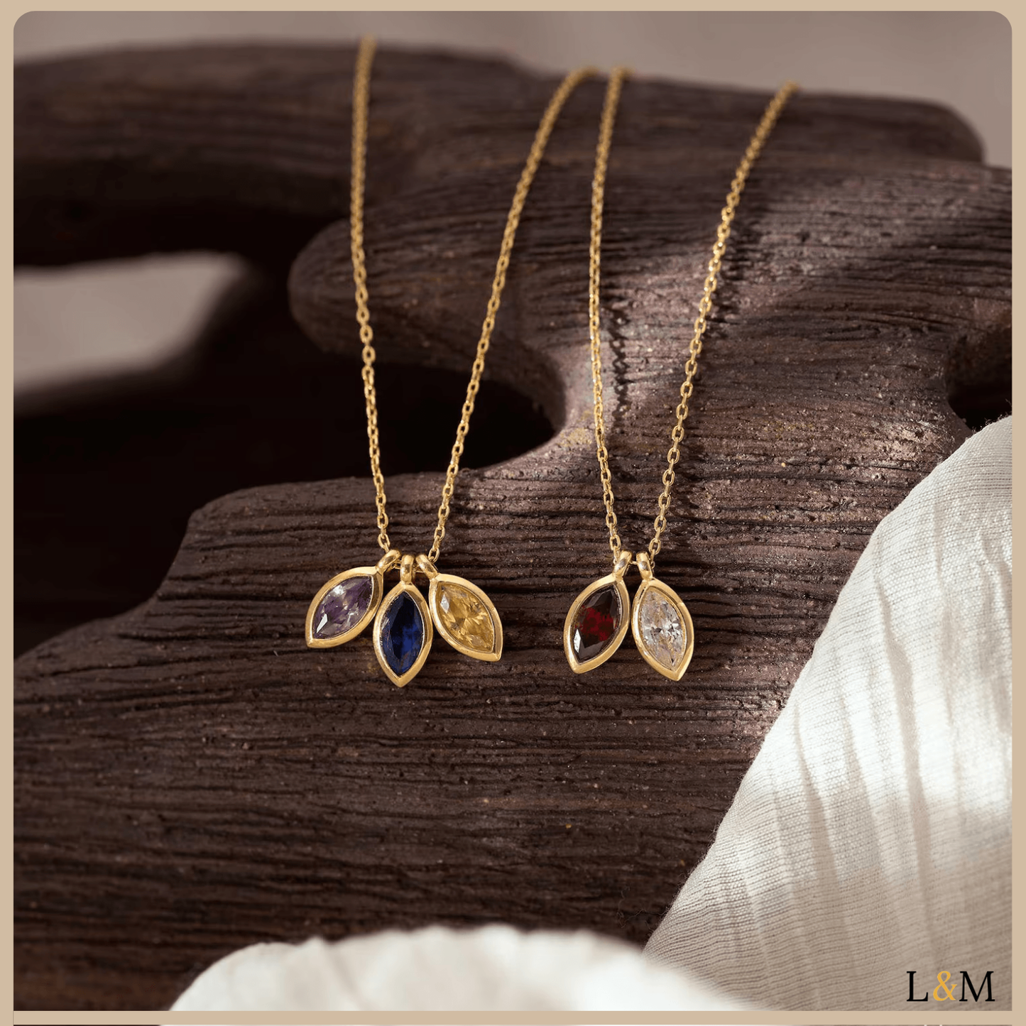 Collier Personnalisé avec Pierre de Naissance en Forme de Feuille4