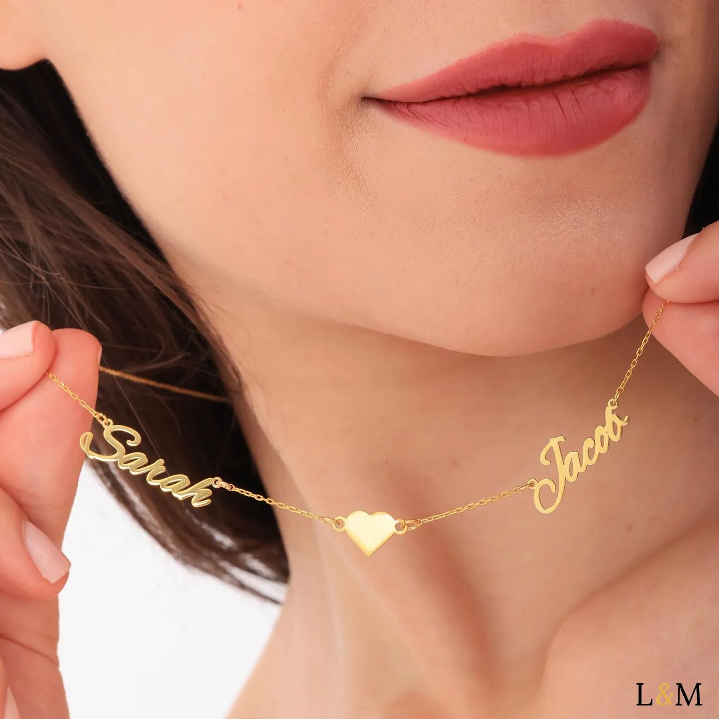 Collier personnalisé double prénom avec cœur