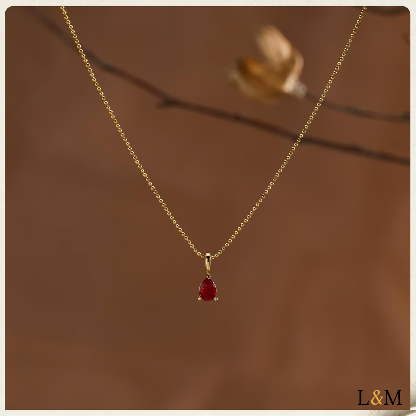 Collar personalizado con piedra de nacimiento en oro de 14 quilates