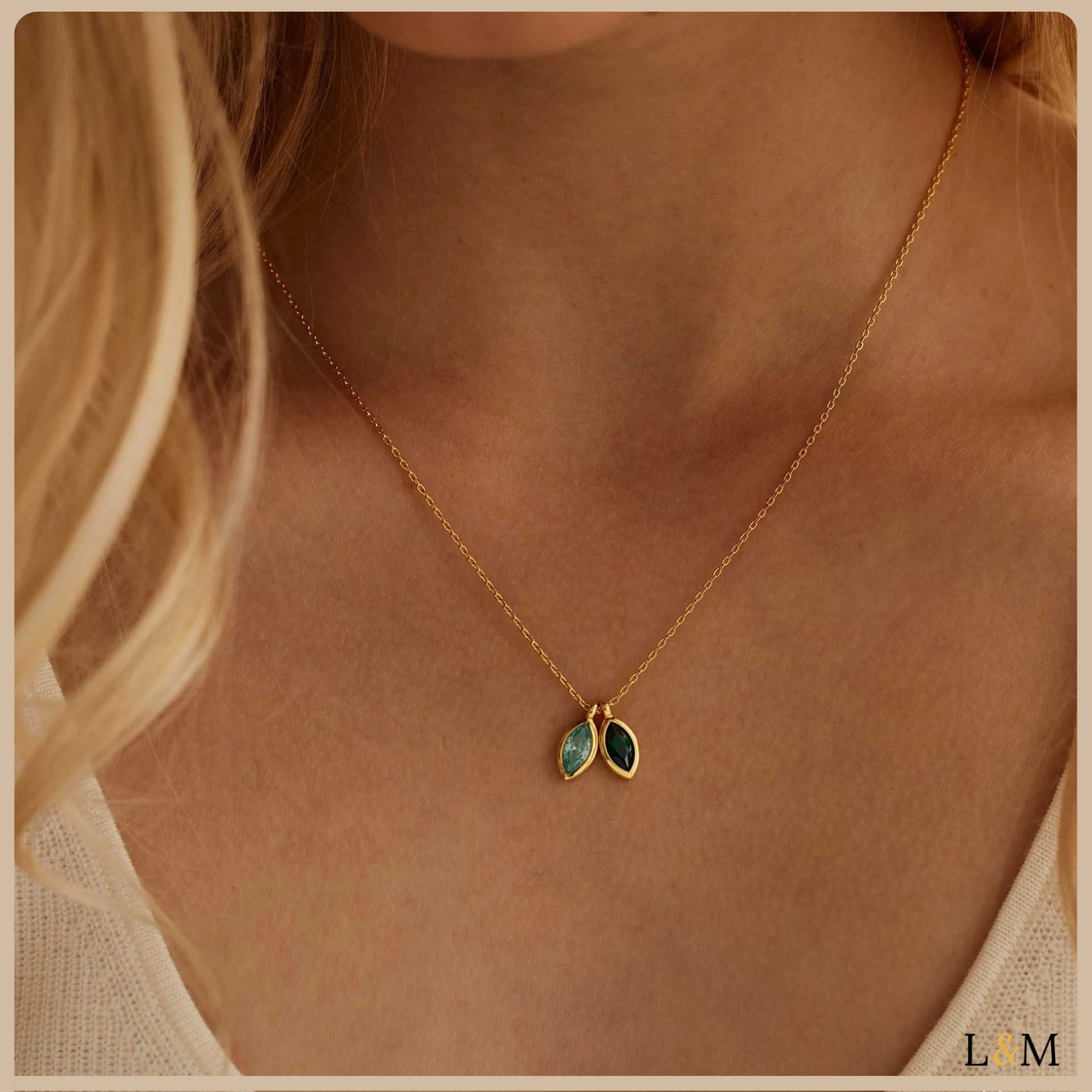 Collar personalizado con piedra de nacimiento de hoja