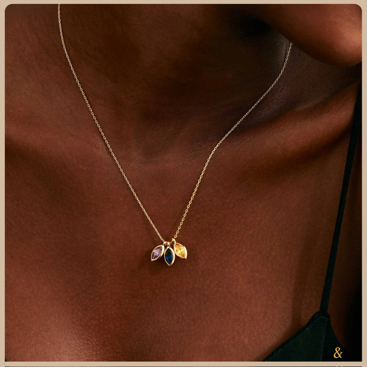 Collar personalizado con piedra de nacimiento de hoja