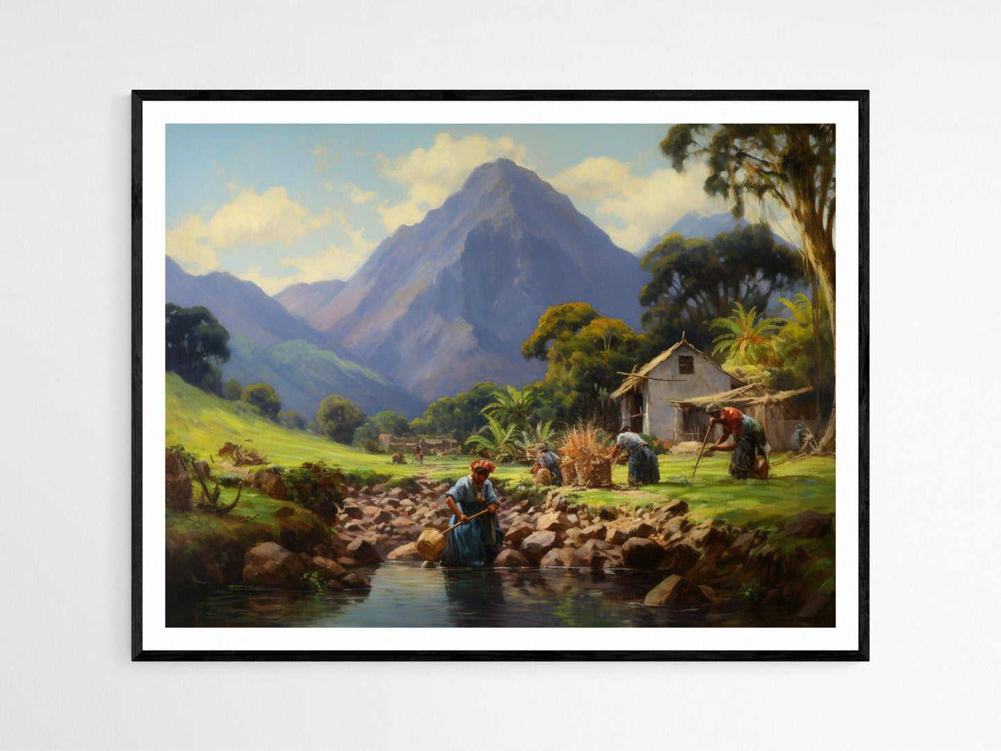 Affiche Paysage Philppin – Art Rural avec Agriculteurs en Montagne