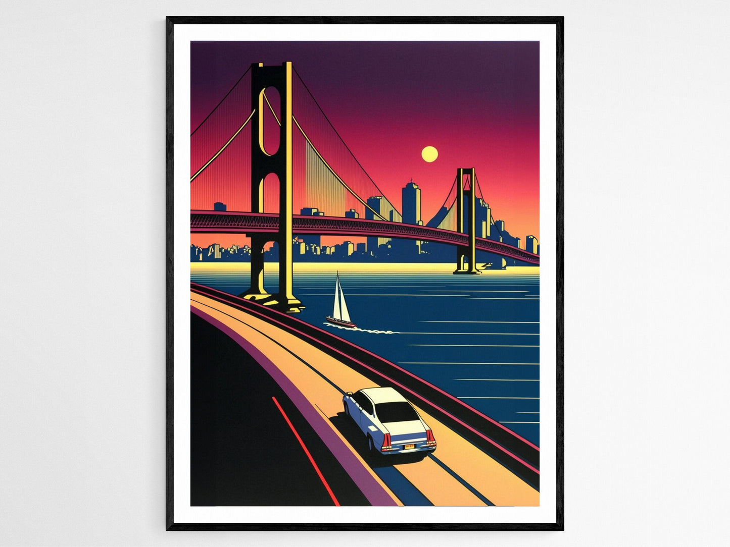 Affiche Golden Gate Bridge – Impression Pop Art Coucher de soleil rétro
