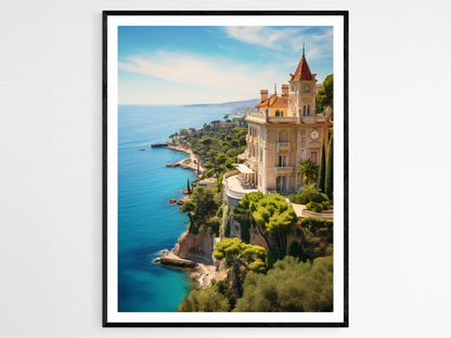 Affiche Côte d'Azur – Poster Élégant Paysage Côtier, Décor Méditerranéen