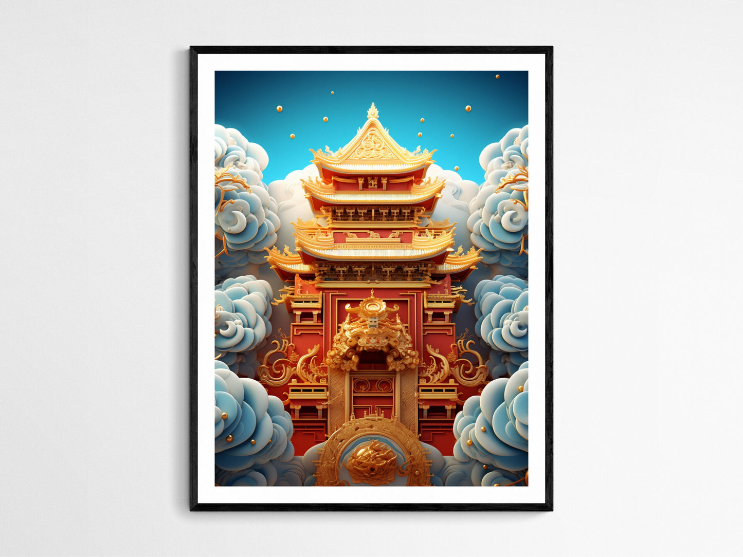 Affiche Temple dans les Nuages – Impression Art Détaillée, Cadeau Culturel