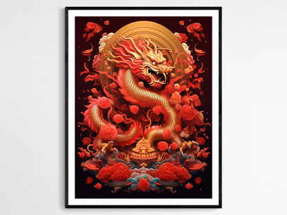Affiche Année du Dragon – Poster Décoratif pour le Nouvel An Chinois