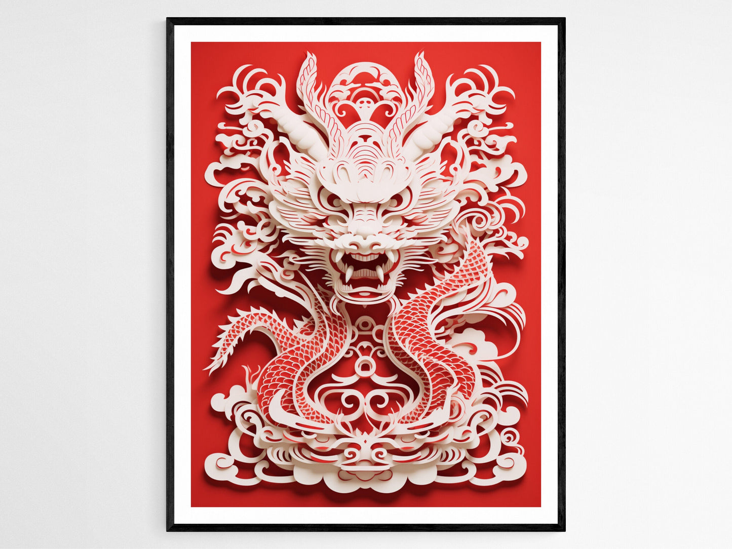 Affiche Année du Dragon : Décoration Rouge et Or pour le Nouvel An Chinois