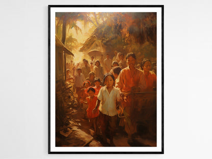 Affiche Bayanihan – Art Print Philippine Folk, Décor Culturel Filipino