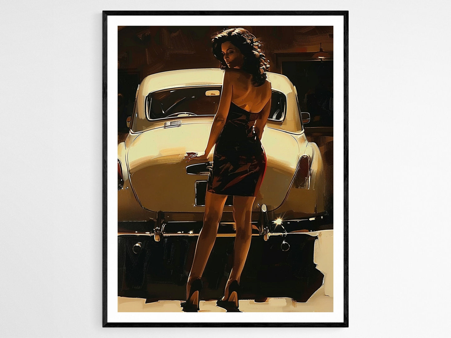 Affiche Glamour Rétro – Poster Art Voiture Vintage, Style Noir