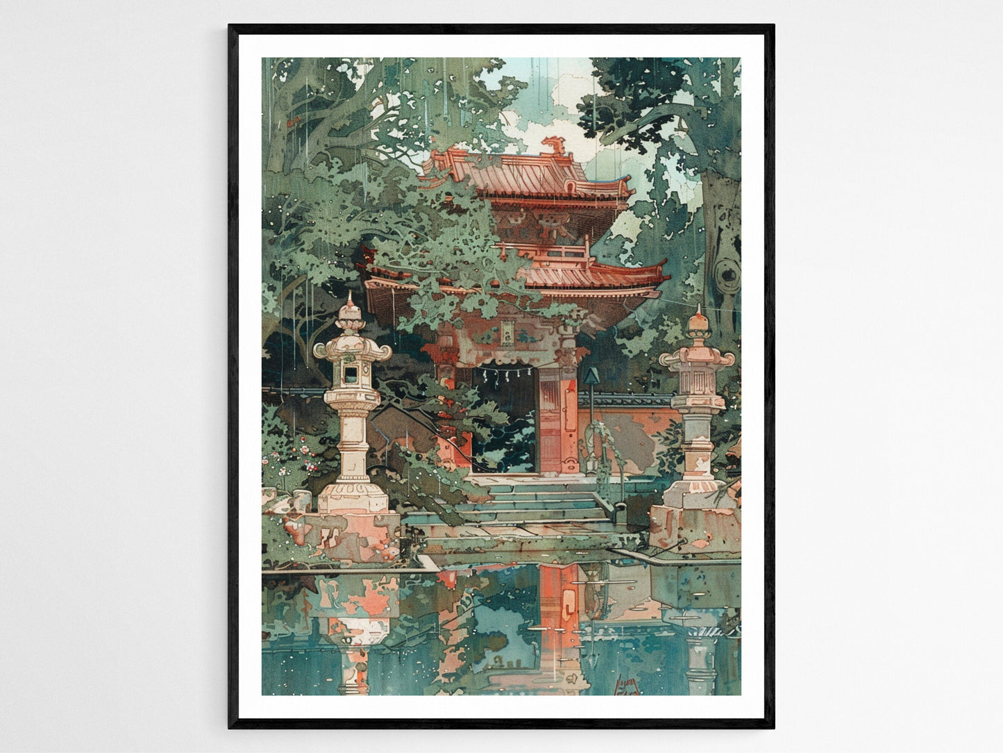 Affiche Temple Japonais Inspirée – Art Mural Jardin Serein