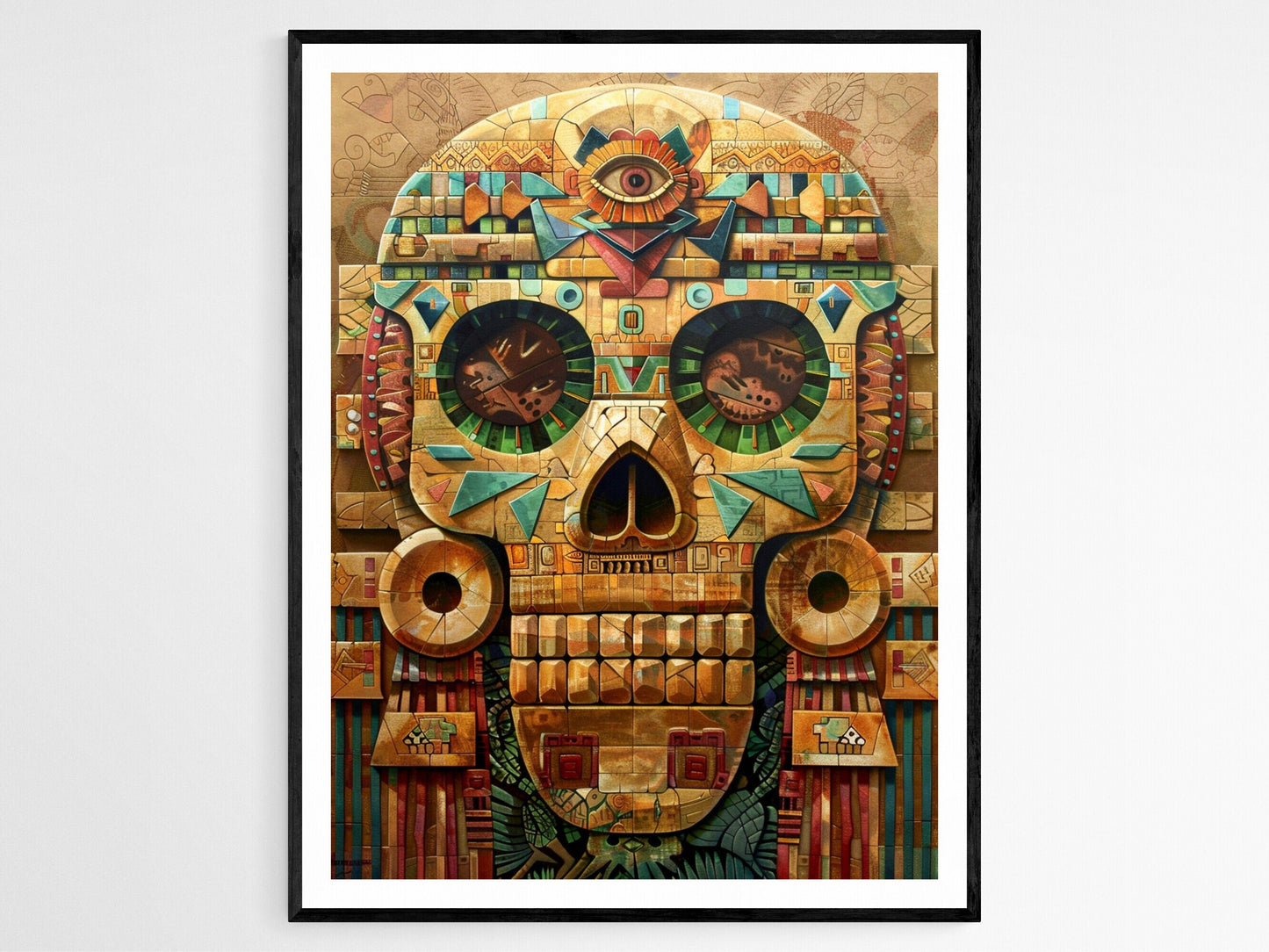 Affiche Art Aztèque – Imprimé Culturel Intricate pour Décoration Murale