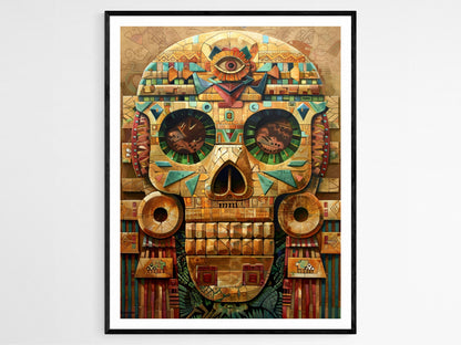 Affiche Art Aztèque – Imprimé Culturel Intricate pour Décoration Murale