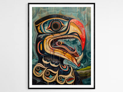 Affiche Art Corbeau Haïda – Poster Design Culturel du Pacifique Nord