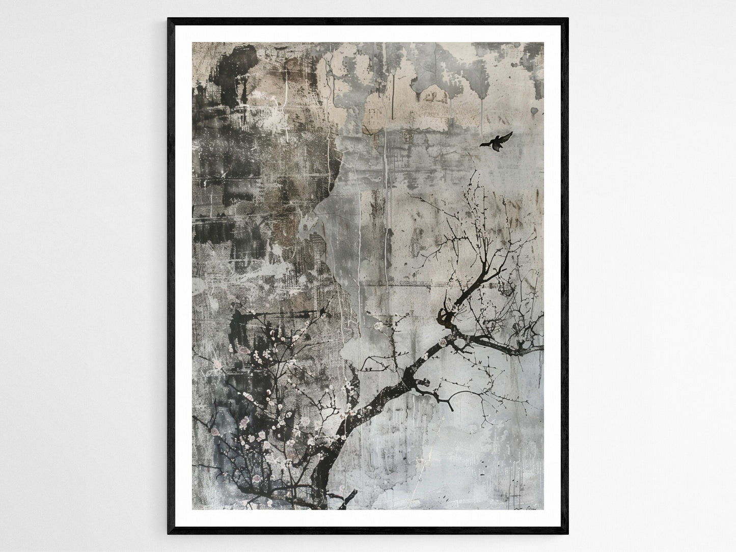 Affiche Wabi Sabi – Tableau encre fait main, déco japonaise minimaliste