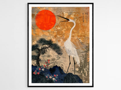 Affiche inspirée de Shin Hanga – Imprimé d'oiseau serein