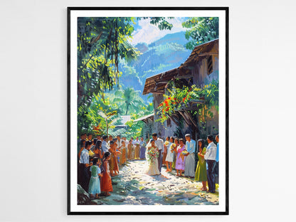 Affiche de Mariage Filipino – Illustration de Cérémonie Culturelle