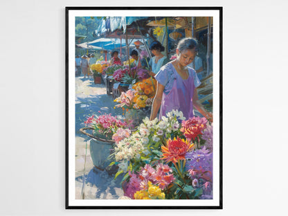 Affiche Marché de Fleurs Filipin : Illustration de Scène Urbaine Éclatante