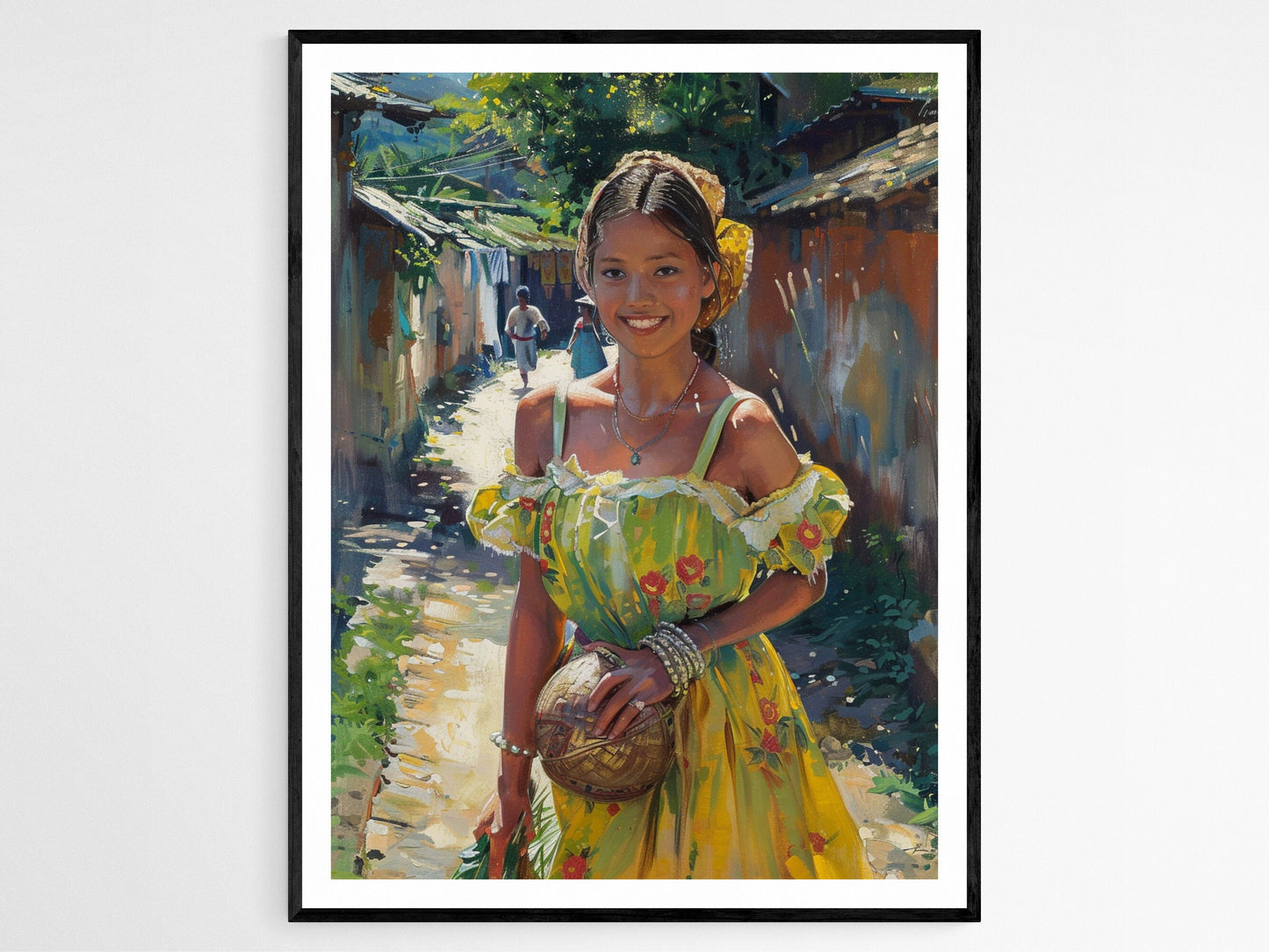 Affiche Femme Filipine – Impression Artiste en Robe Traditionnelle