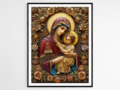 Affiche Vierge Marie Sacrée – Impression d'art pour bénédictions et dévotion