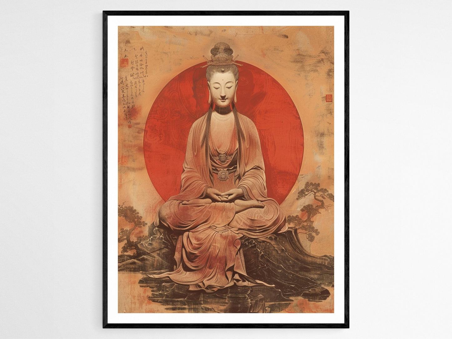 Affiche Guanyin Tranquille – Illustration de Déesse Zen pour Éveil Spirituel