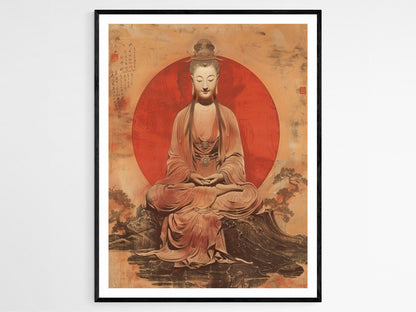 Affiche Guanyin Tranquille – Illustration de Déesse Zen pour Éveil Spirituel