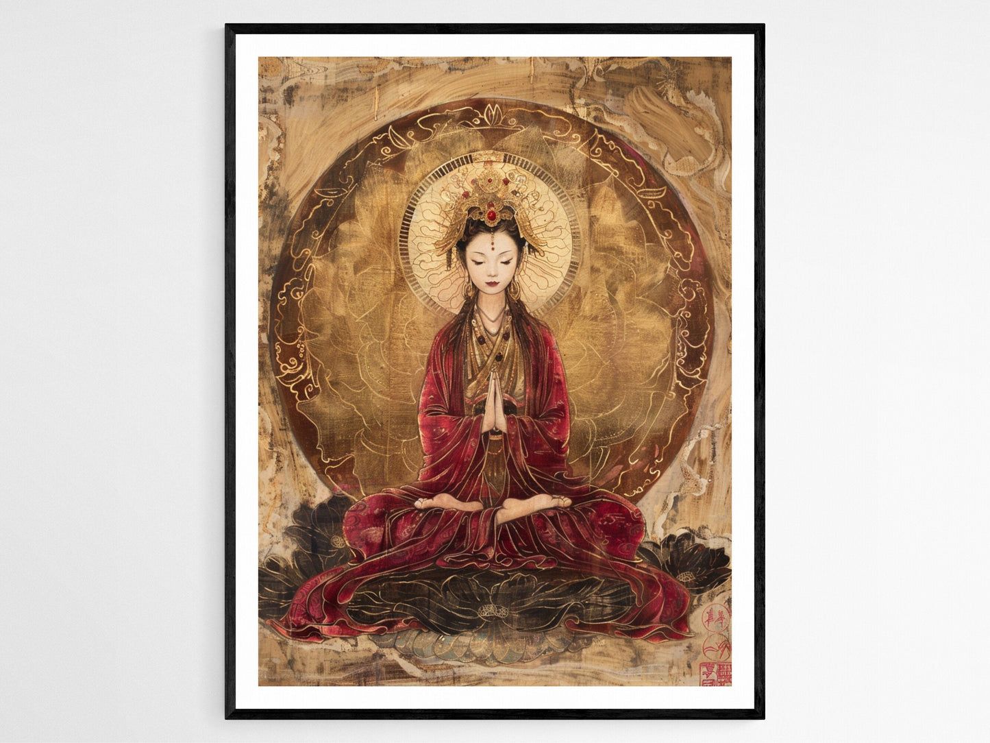 Affiche Guanyin – Illustration Zen Apaisante, Décoration Asiatique