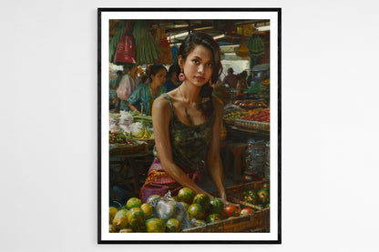 Affiche Fille du Marché Philippin – Tableau Art Traditionnel Filipino