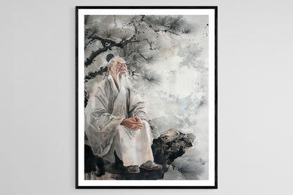 Affiche Zhuang Zhou – Impression sur toile peinte à la main, Taoïsme calme