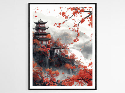Affiche Paysage Chinois Zen – Print Art Apaisant pour Décor Maison