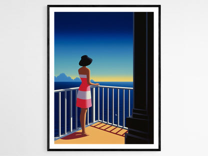 Affiche Couche de Soleil – Poster Art Pop Côtier, Décor Plage Californie