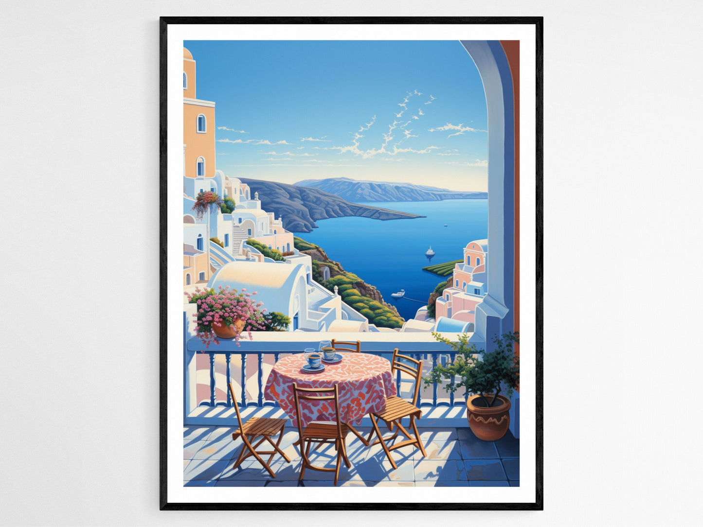 Affiche Santorin – Poster Scene Méditerranéenne Romantique