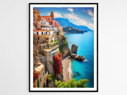Affiche Côte Amalfitaine – Poster Vue Panoramique d'Italie