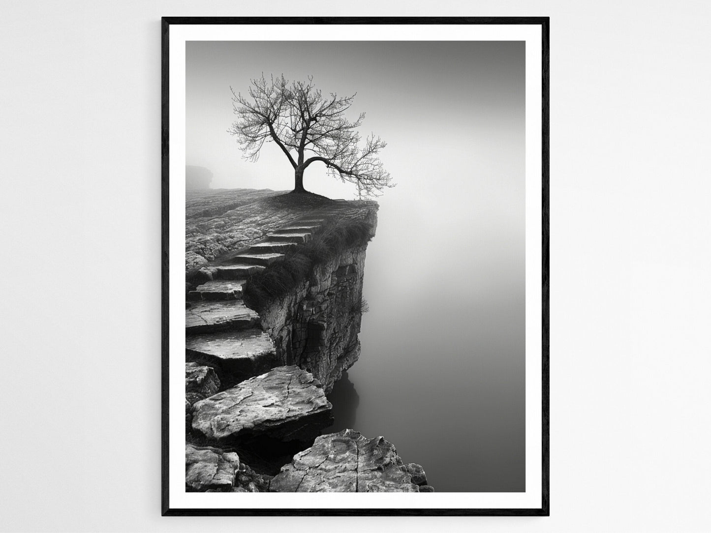 Affiche Paysage Dramatique – Impression Photo d'Arbre en Falaises