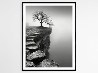 Affiche Paysage Dramatique – Impression Photo d'Arbre en Falaises