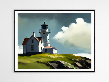Affiche Phare Inspirée d'Edward Hopper – Art de Galerie Côtière