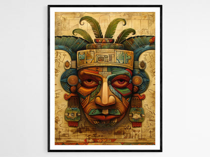 Affiche Guerrier Aztèque – Art Traditionnel Audacieux pour Bureau