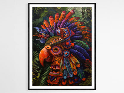 Affiche Aztec Cuauhtli – Impression artistique vibrante du patrimoine mexicain