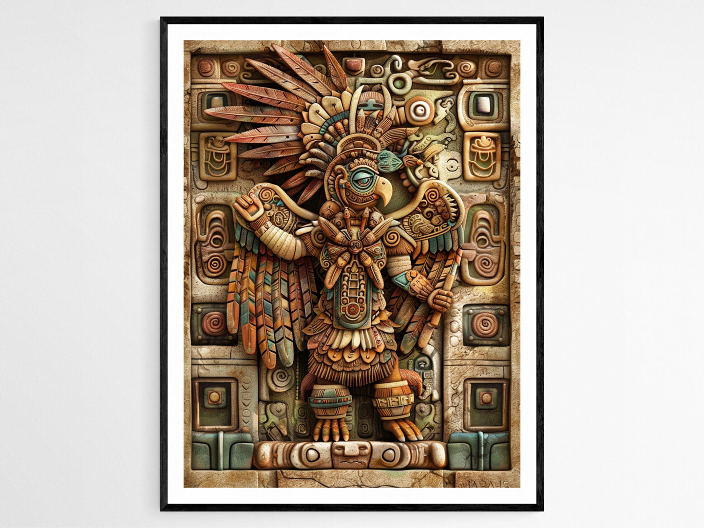 Affiche Art Aztèque – Design Tribal Géométrique sur Papier Mat