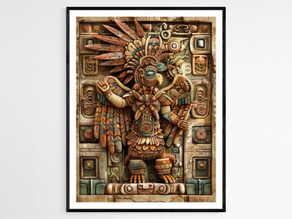 Affiche Art Aztèque – Design Tribal Géométrique sur Papier Mat