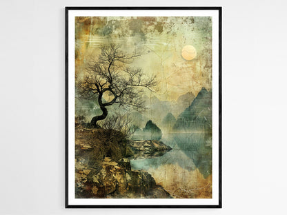 Affiche Wabi Sabi – Imprimé artisanal de scène naturelle japonaise, déco zen