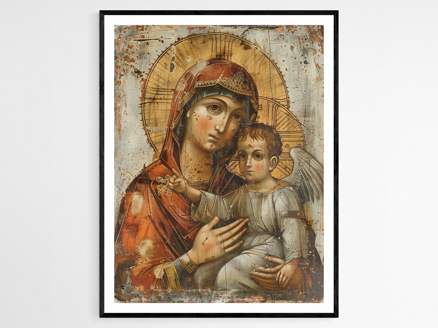 Affiche d'icône byzantine – Impression artistique murale religieuse artisanale