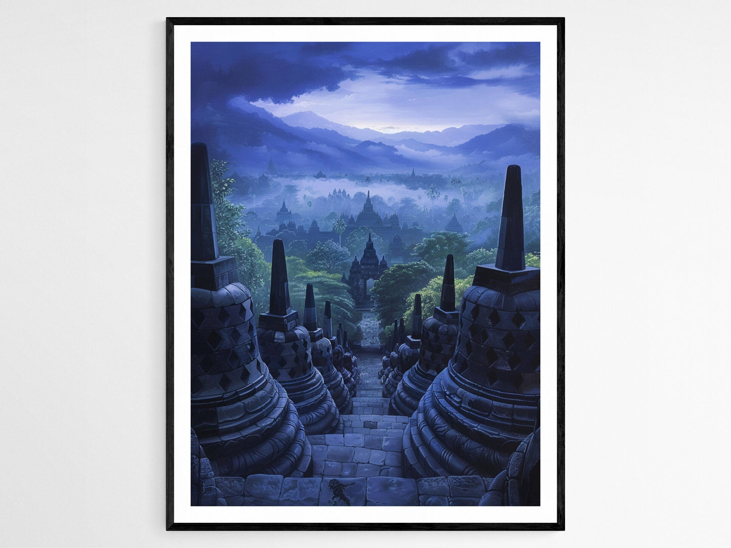 Affiche Temple de Borobudur – Impression artistique sous la lune