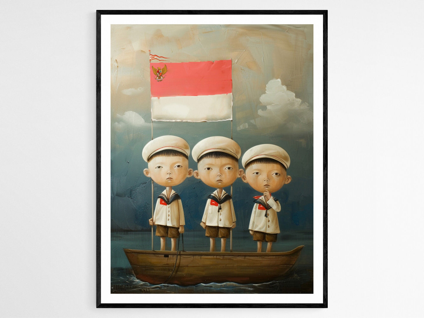 Affiche Drapeau Indonésien – Illustration Enfant pour Décor de Chambre