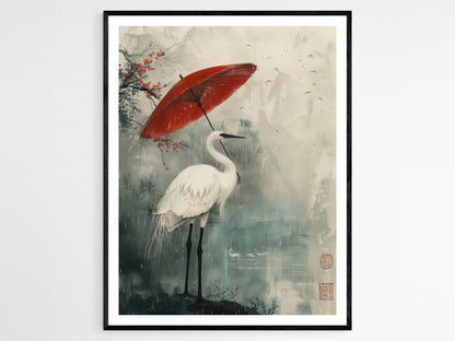 Affiche Grue Koson Ohara – Illustration Japonaise de la Faune