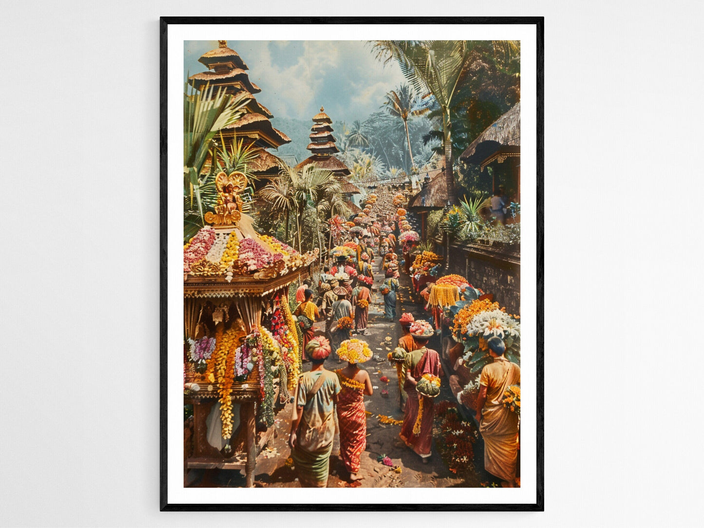 Affiche Cérémonie Balinaise – Poster Art Vibrant de la Culture Indonésienne