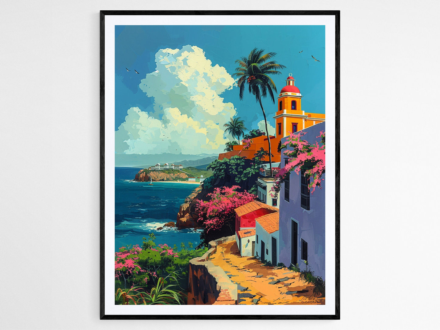 Affiche Vieille San Juan – Poster Scène de Rue Caraïbienne Vibrante