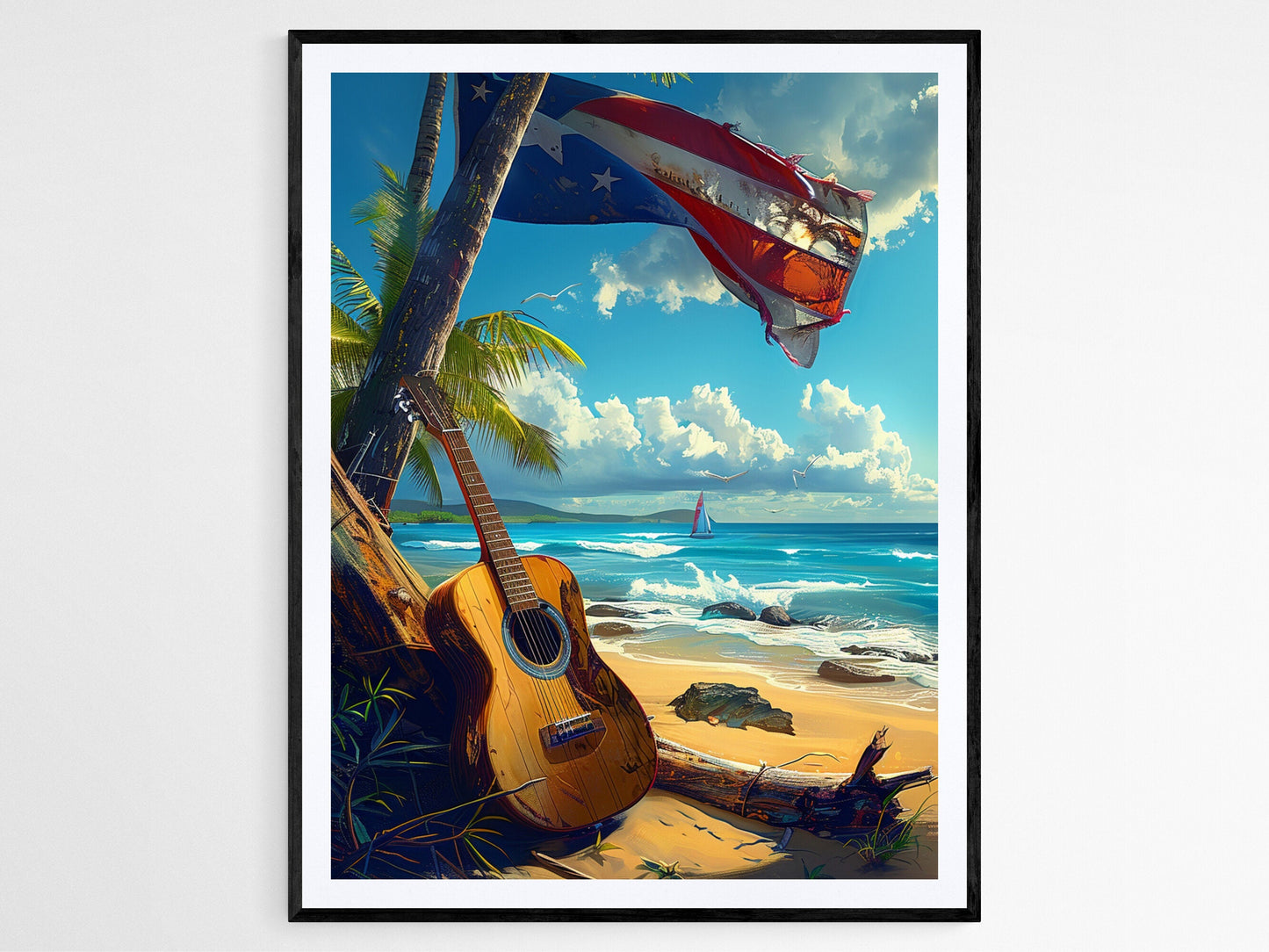 Affiche Drapeau Portoricain – Impression Murale Patriotique Vibrante