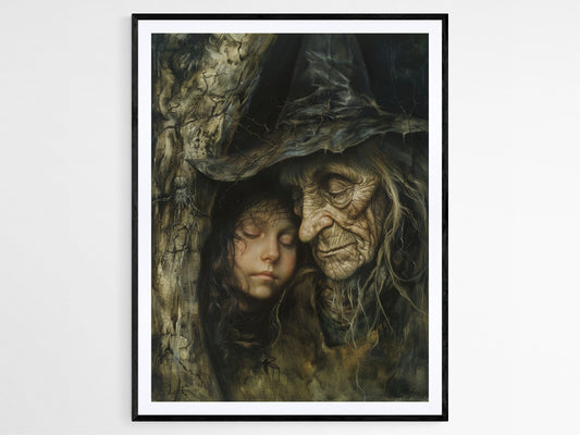 Affiche Baba Yaga – Imprimé d'art énigmatique pour déco originale