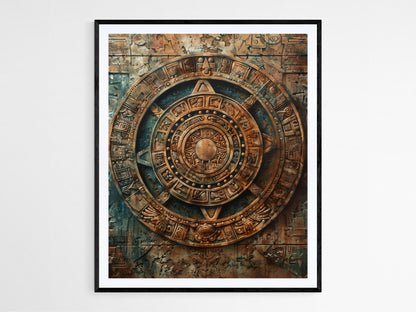 Affiche Calendrier Maya – Art mural culturel mésoaméricain