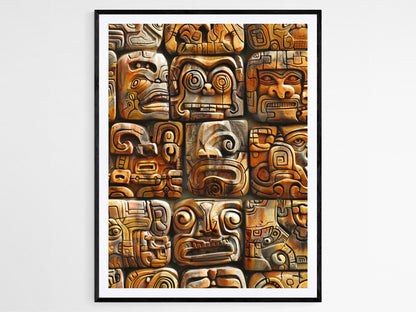 Affiche Inspirée des Écritures Mayas – Poster Hiéroglyphes Authentiques